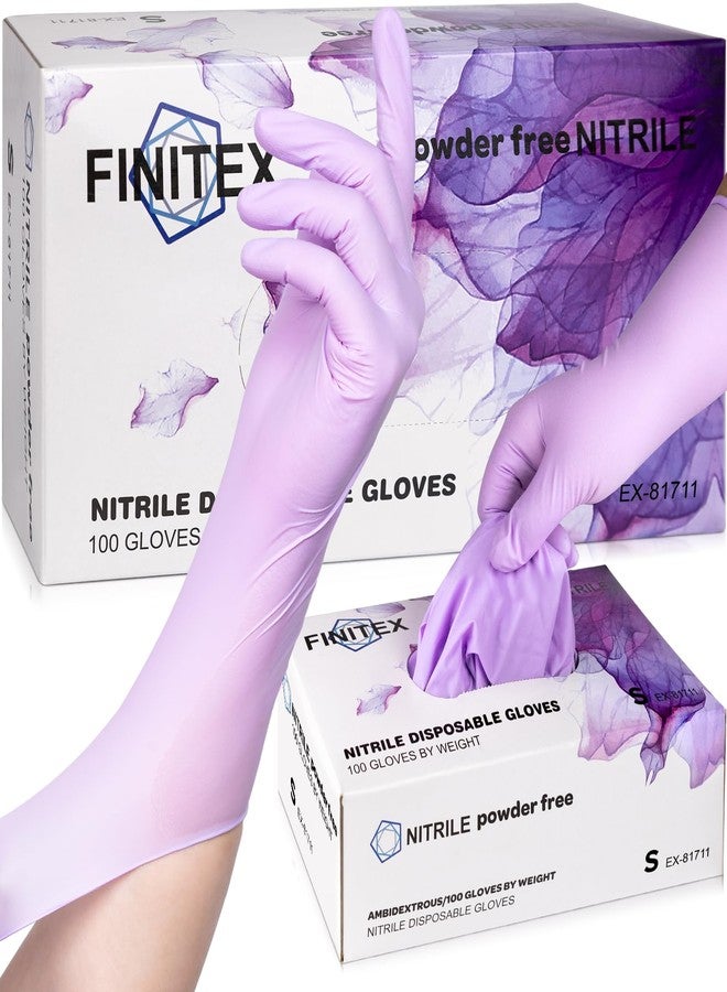 FINITEX Nitrile Disposable Latex-Free Gloves Purple - 5mil 100PCS/Box Powder-Free 12inch Guantes de Nitrilo Cleaning Medical Exam Food Cooking Glove (Small, Box of 100) - Image 1